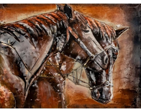 Kovový obraz na zeď Koně 80x60 cm