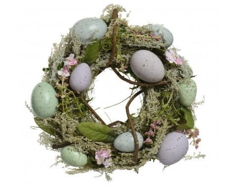 Velikonoční dekorace Věnec s vajíčky a větvičkami