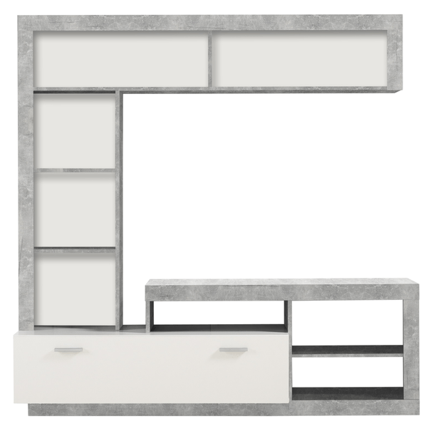 Obývací stěna VIDAL beton/bílá