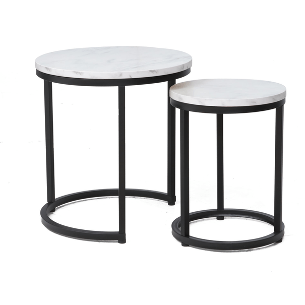 Přístavný stolek HULO bílý mramor/černá