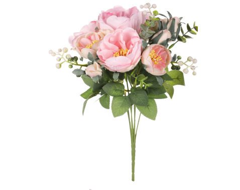 Umělá kytice Čajová růže v pugetu 34 cm
