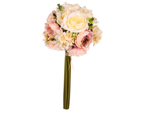 Umělá kytice Růže a čemeřice v pugetu 31 cm